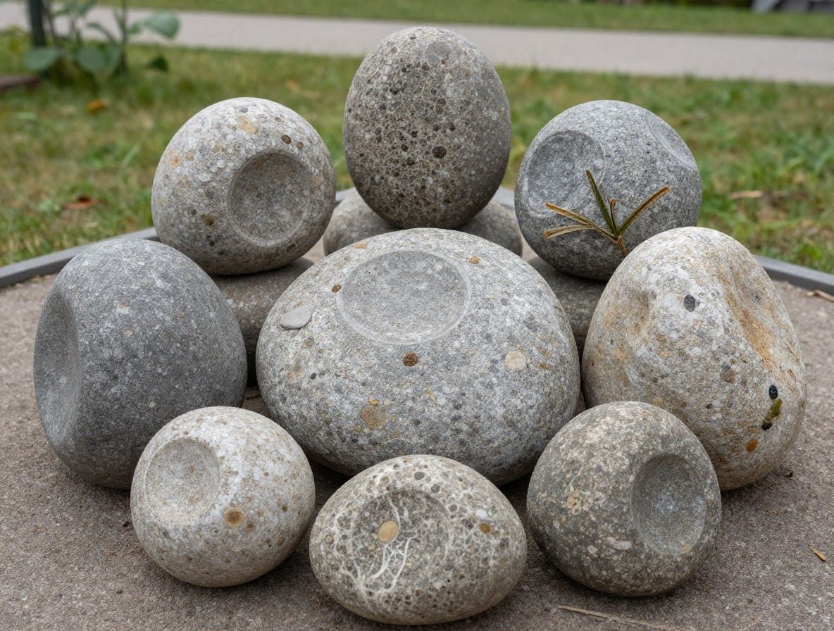 Geometricky uspořádané přírodní prvky – kameny, byliny a voda – vizuálně symbolizující porovnání různých přístupů a rovnováhu v přírodě